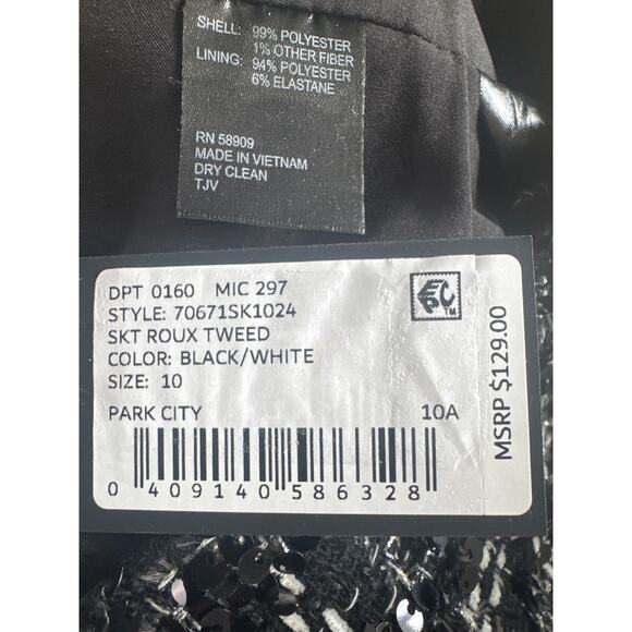 NWT Gianni Bini Black White Roux Tweed Metallic Sequin Mini Skirt 10 - Picture 6 of 7